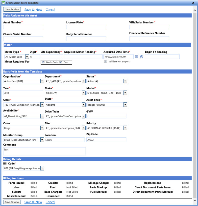 Create an asset from template