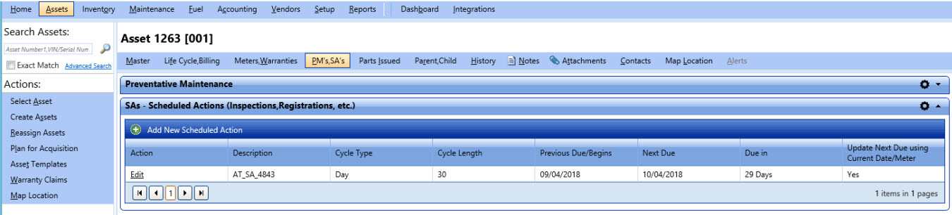 Scheduled actions