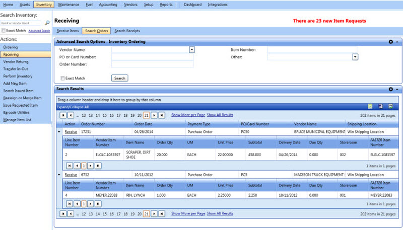 Advanced search options - inventory ordering