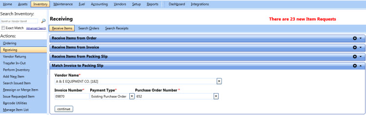 Match invoice to packing slip